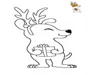Printable olive the other reindeer with gift coloring pages